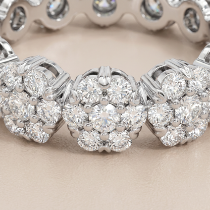 Fleurette Floral Eternity Pavé Diamonds Ring