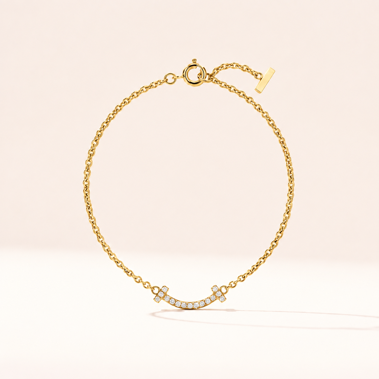 T Smile Pavé Diamonds Chain Bracelet