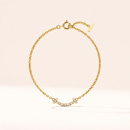 T Smile Pavé Diamonds Chain Bracelet