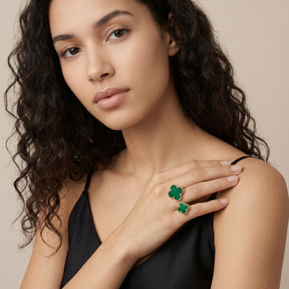 Green Clover Between The Finger Ring
