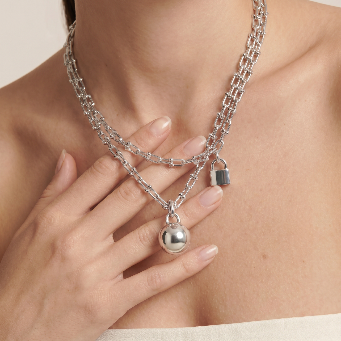 HardWear White Lock Sphere Pendant Necklace