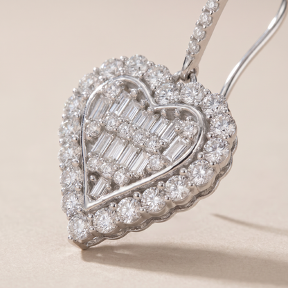 Heart Pavé Diamonds Drop Earrings