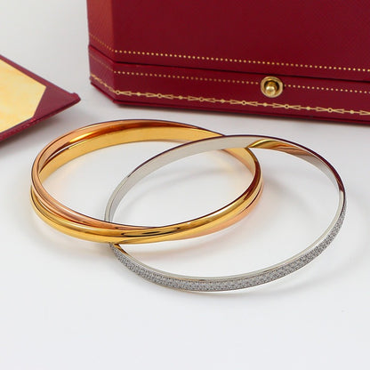 Three Tone Half Pavé Bracelet Small Model
