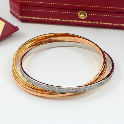 Three Tone Half Pavé Bracelet Small Model