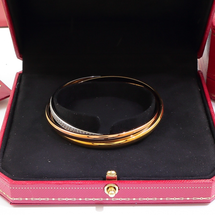 Three Tone Half Pavé Bracelet Small Model