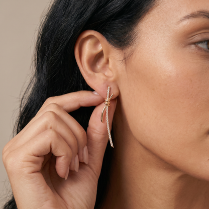 Knot Pavé Drop Earrings