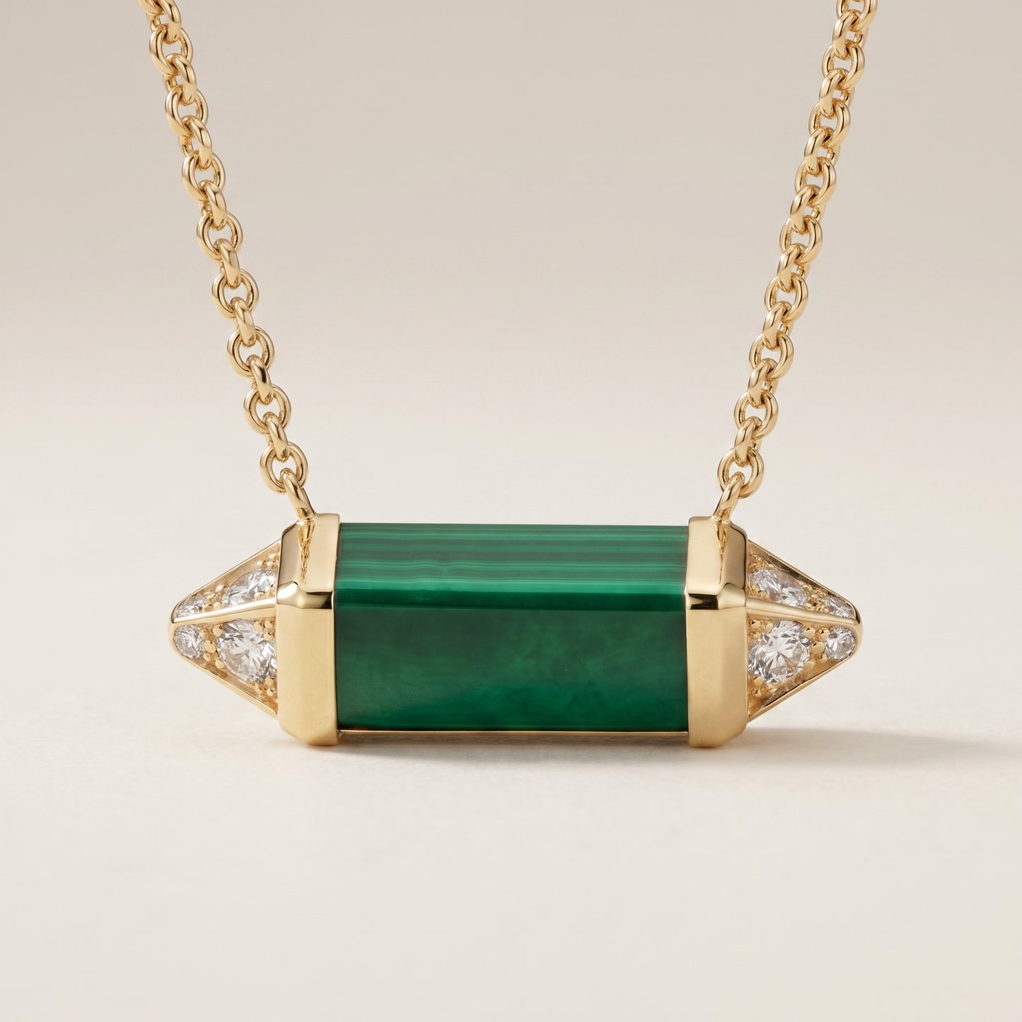 Les Berlingots De Malachite Pavé Diamonds Necklace