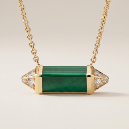 Les Berlingots De Malachite Pavé Diamonds Necklace