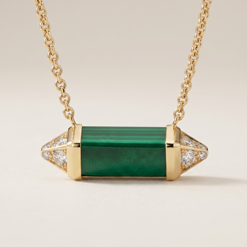 Les Berlingots De Malachite Pavé Diamonds Necklace