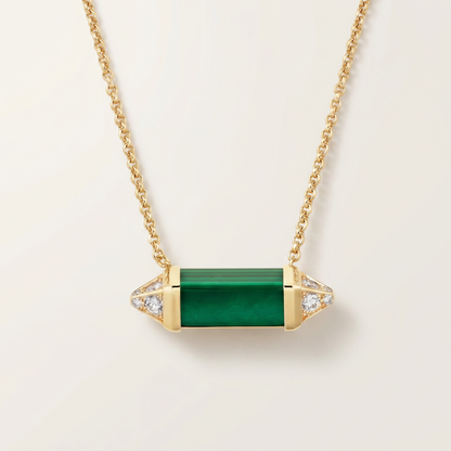 Les Berlingots De Malachite Pavé Diamonds Necklace