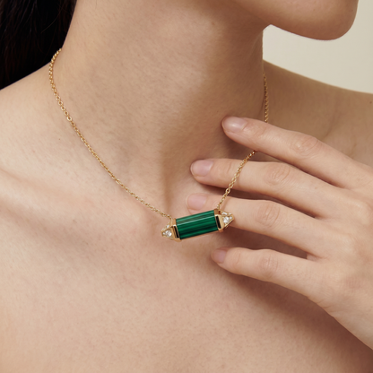 Les Berlingots De Malachite Pavé Diamonds Necklace