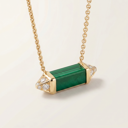 Les Berlingots De Malachite Pavé Diamonds Necklace