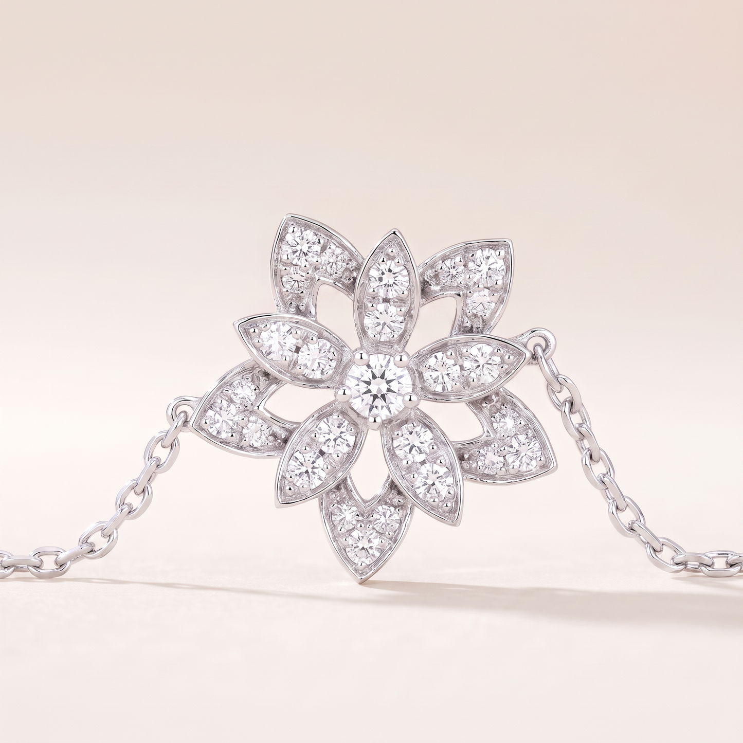 Lotus Pavé Diamonds Flower Bracelet