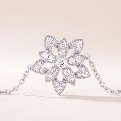 Lotus Pavé Diamonds Flower Bracelet