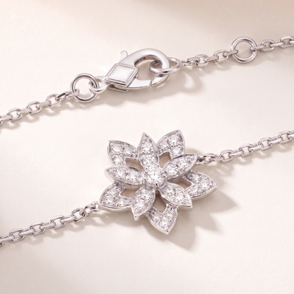 Lotus Pavé Diamonds Flower Bracelet