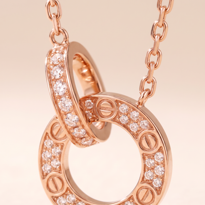 Love Circle Pavé Diamonds Link Necklace