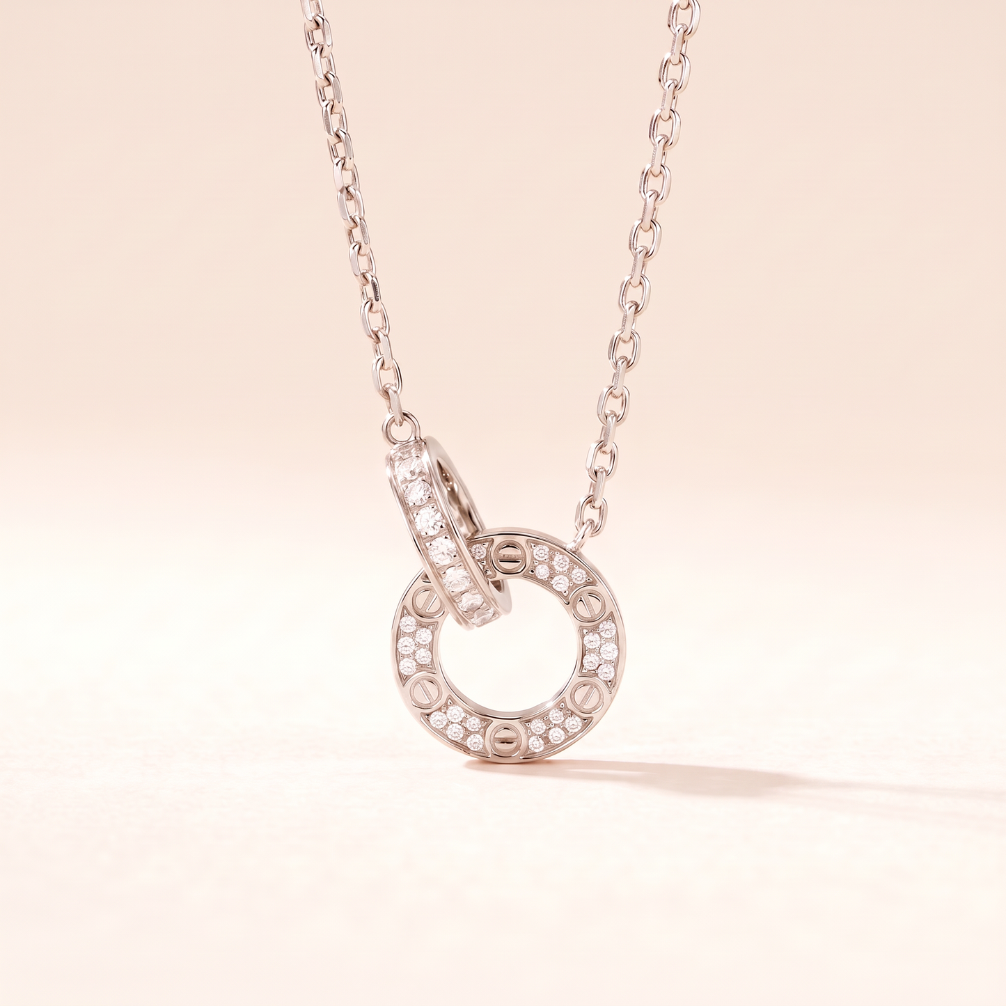 Love Circle Pavé Diamonds Link Necklace