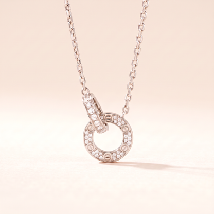 Love Circle Pavé Diamonds Link Necklace