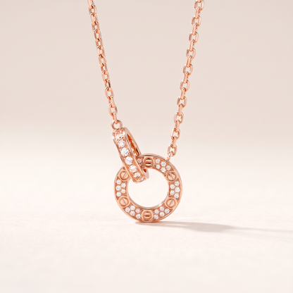 Love Circle Pavé Diamonds Link Necklace