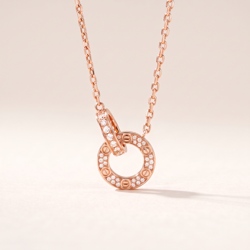 Love Circle Pavé Diamonds Link Necklace