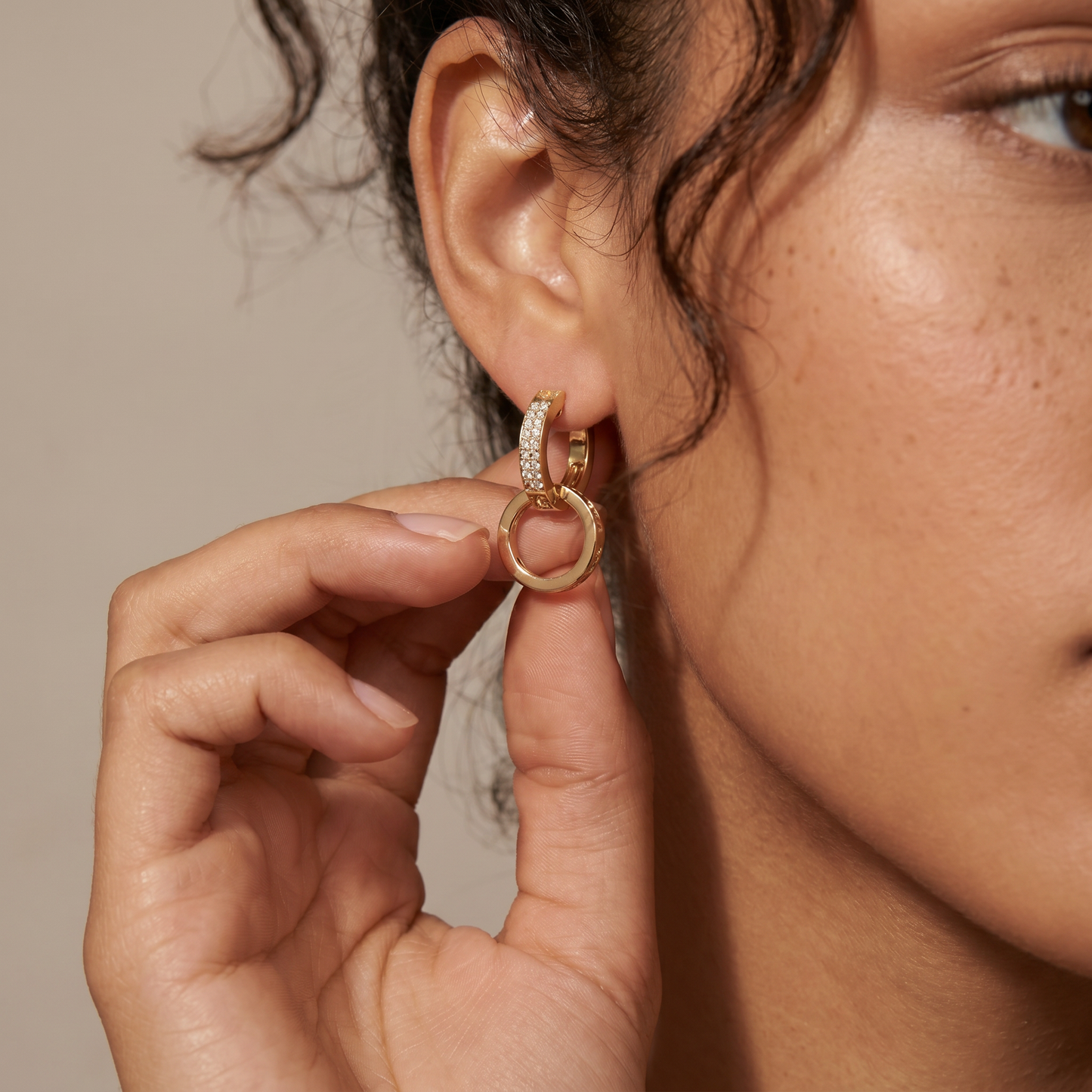 Love Double Pavé Diamonds Hoop Earrings