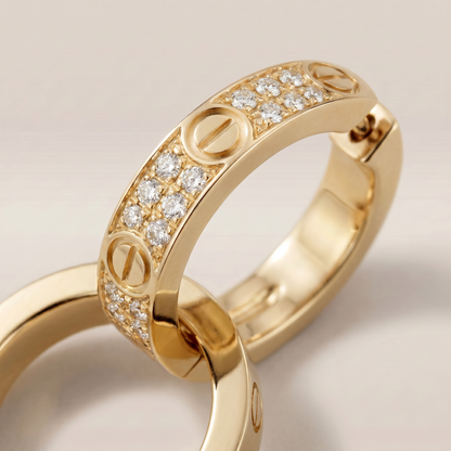 Love Double Pavé Diamonds Hoop Earrings