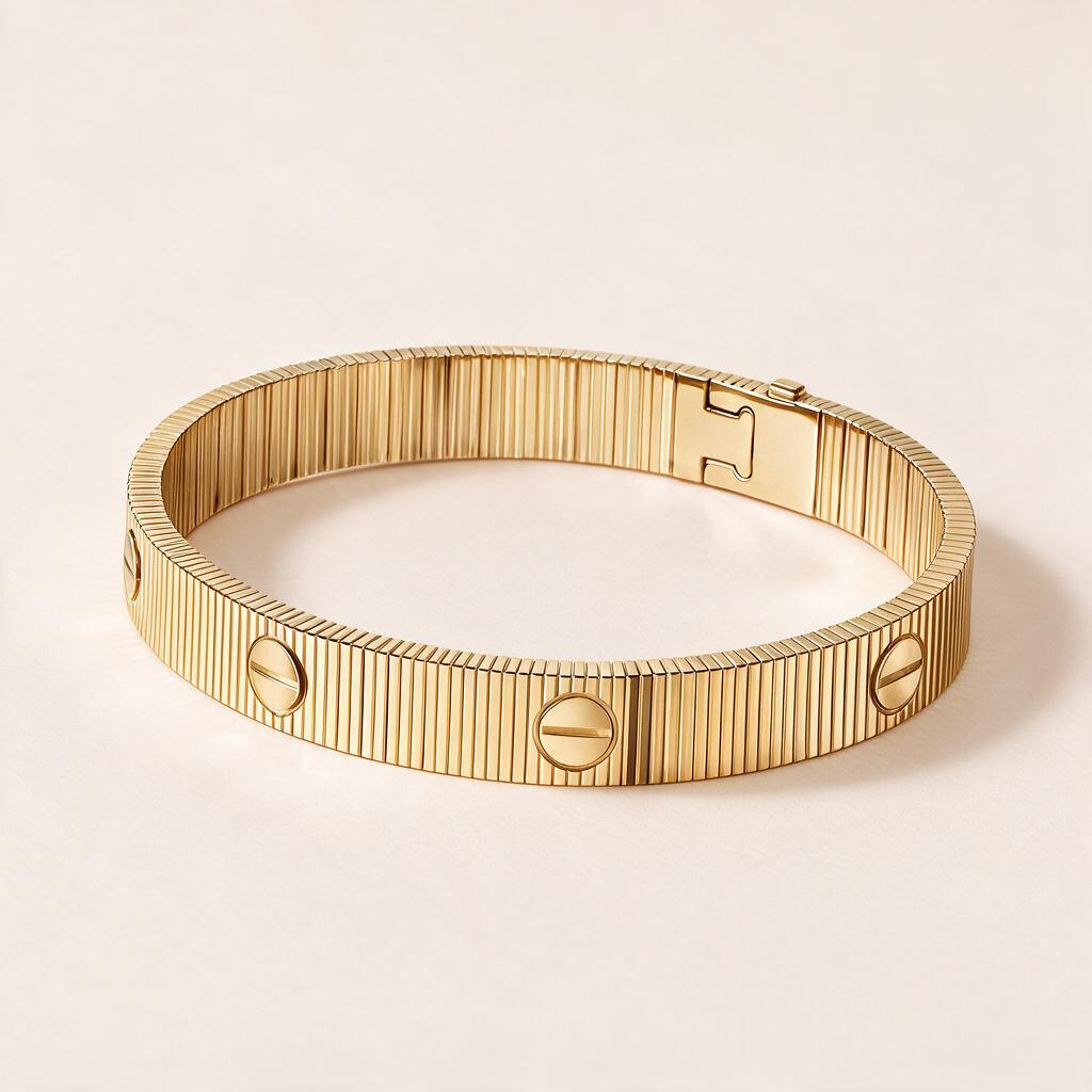Love Ribbed Screw Accent Bracelet
