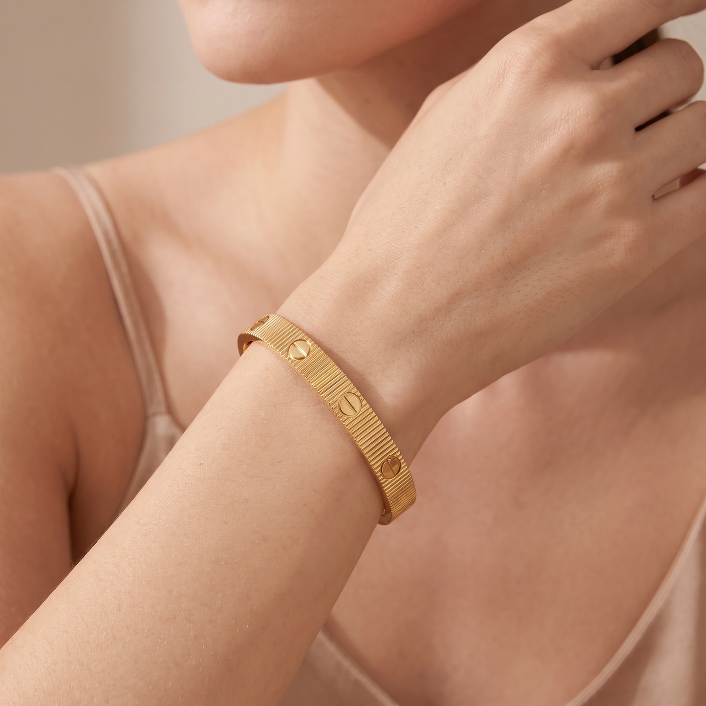 Love Ribbed Screw Accent Bracelet
