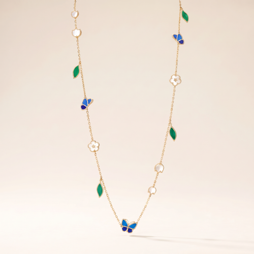 Lucky Butterfly Leaf Long Necklace