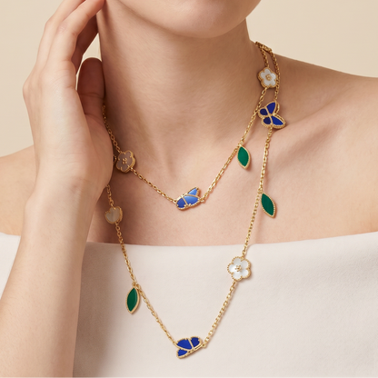 Lucky Butterfly Leaf Long Necklace