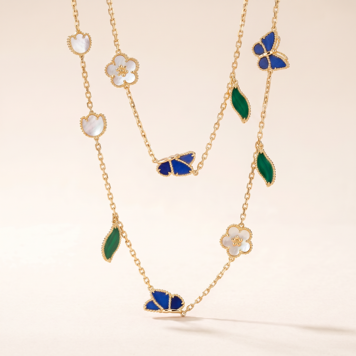 Lucky Butterfly Leaf Long Necklace