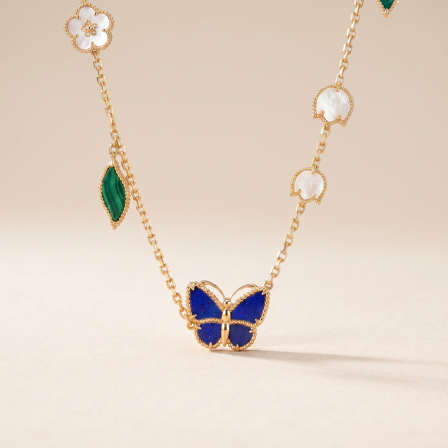 Lucky Butterfly Leaf Long Necklace