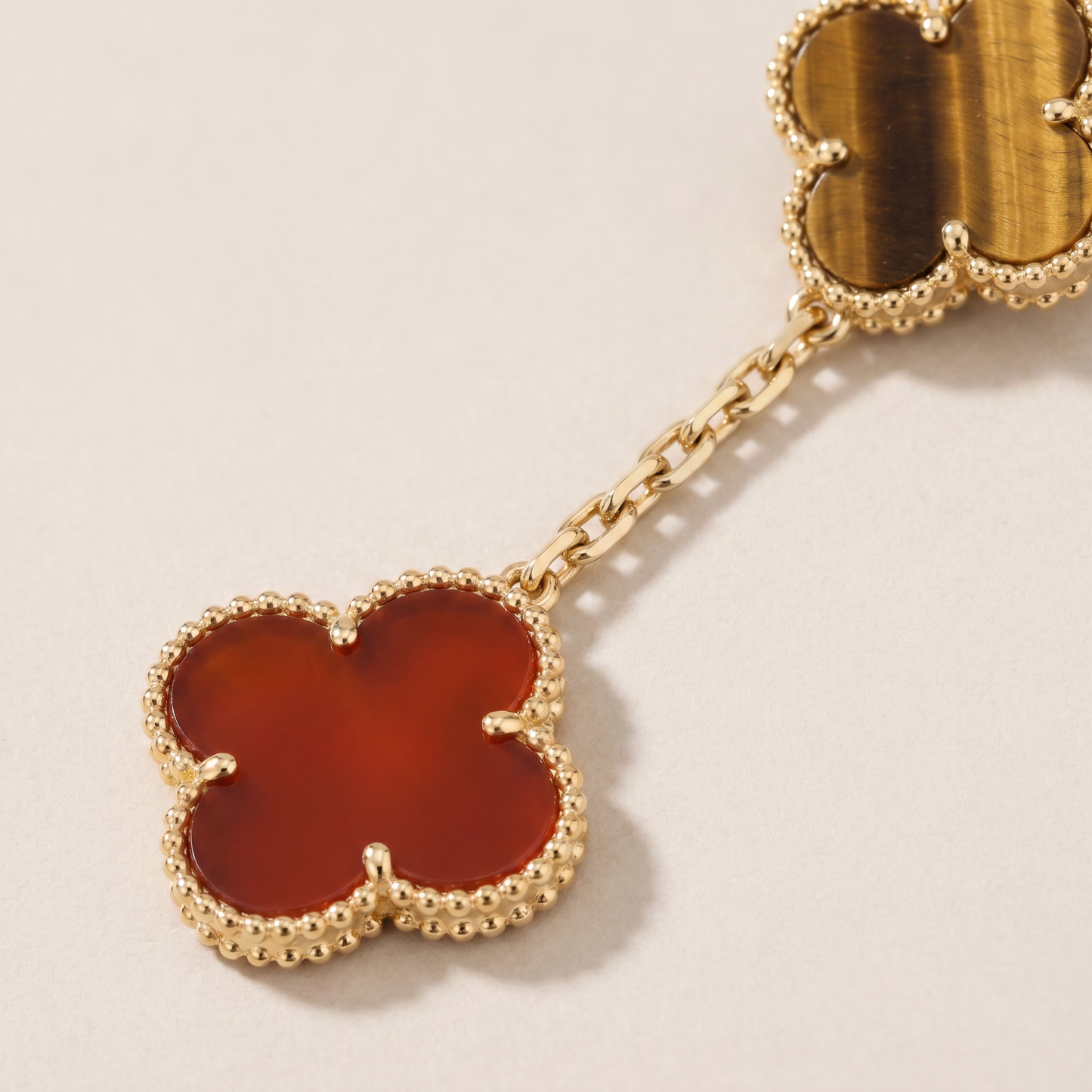 Magic Alhambra Carnelian & Tiger Eye Earrings
