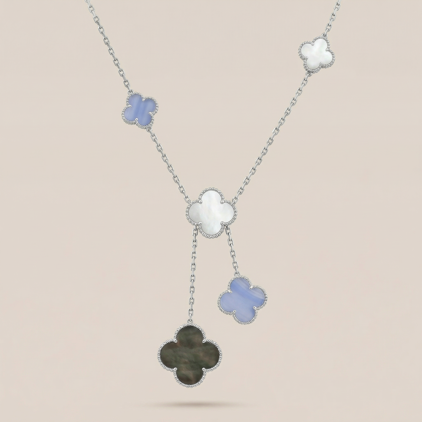 Magic Alhambra Chalcedony 6 Motifs Necklace