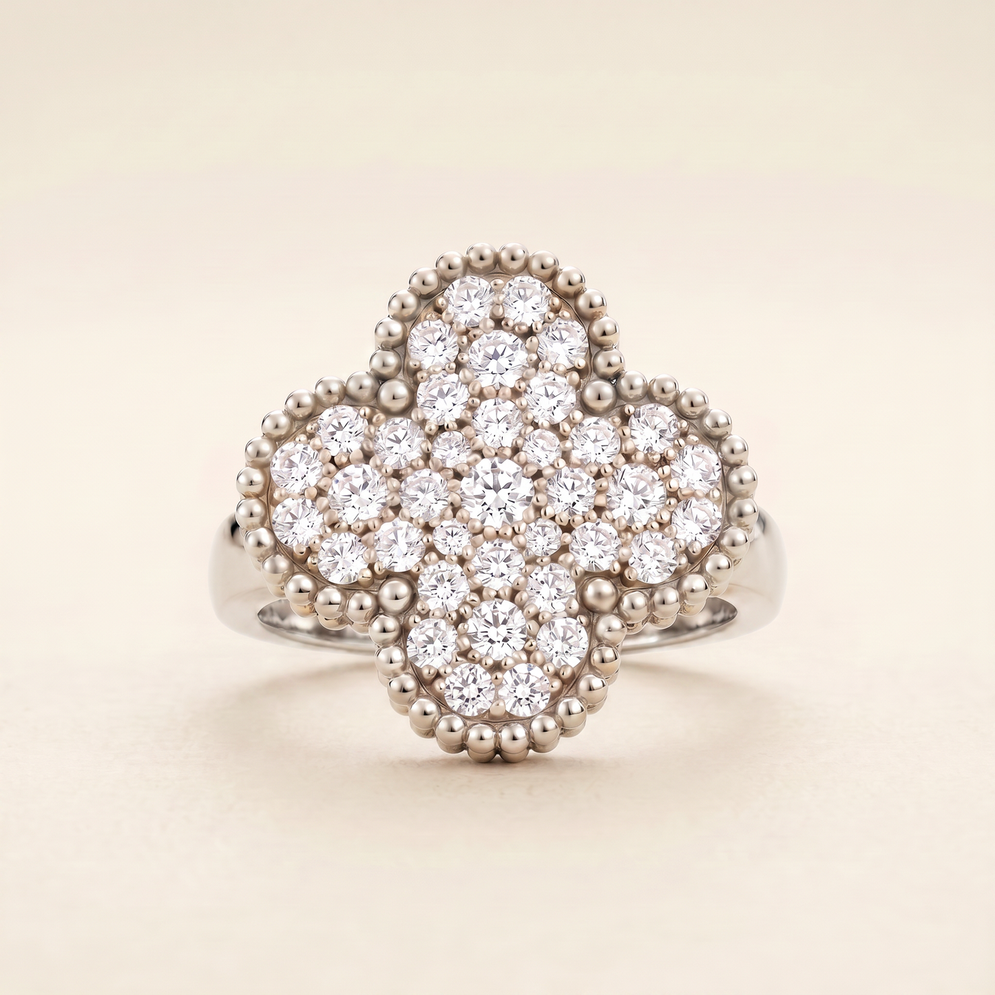 Magic Alhambra Pavé Diamonds Clover Ring