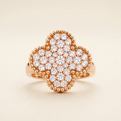 Magic Alhambra Pavé Diamonds Clover Ring