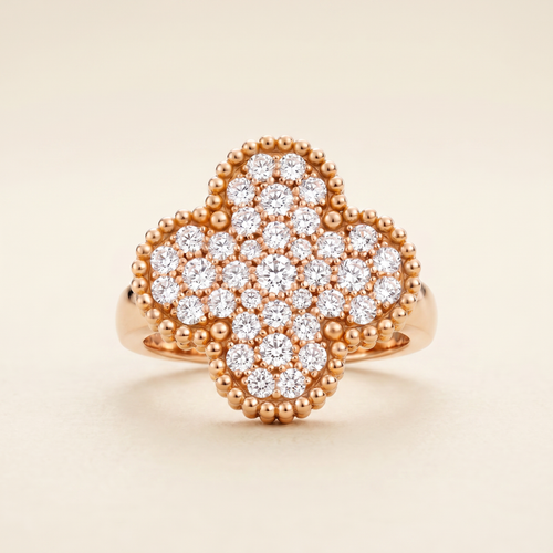 Magic Alhambra Pavé Diamonds Clover Ring