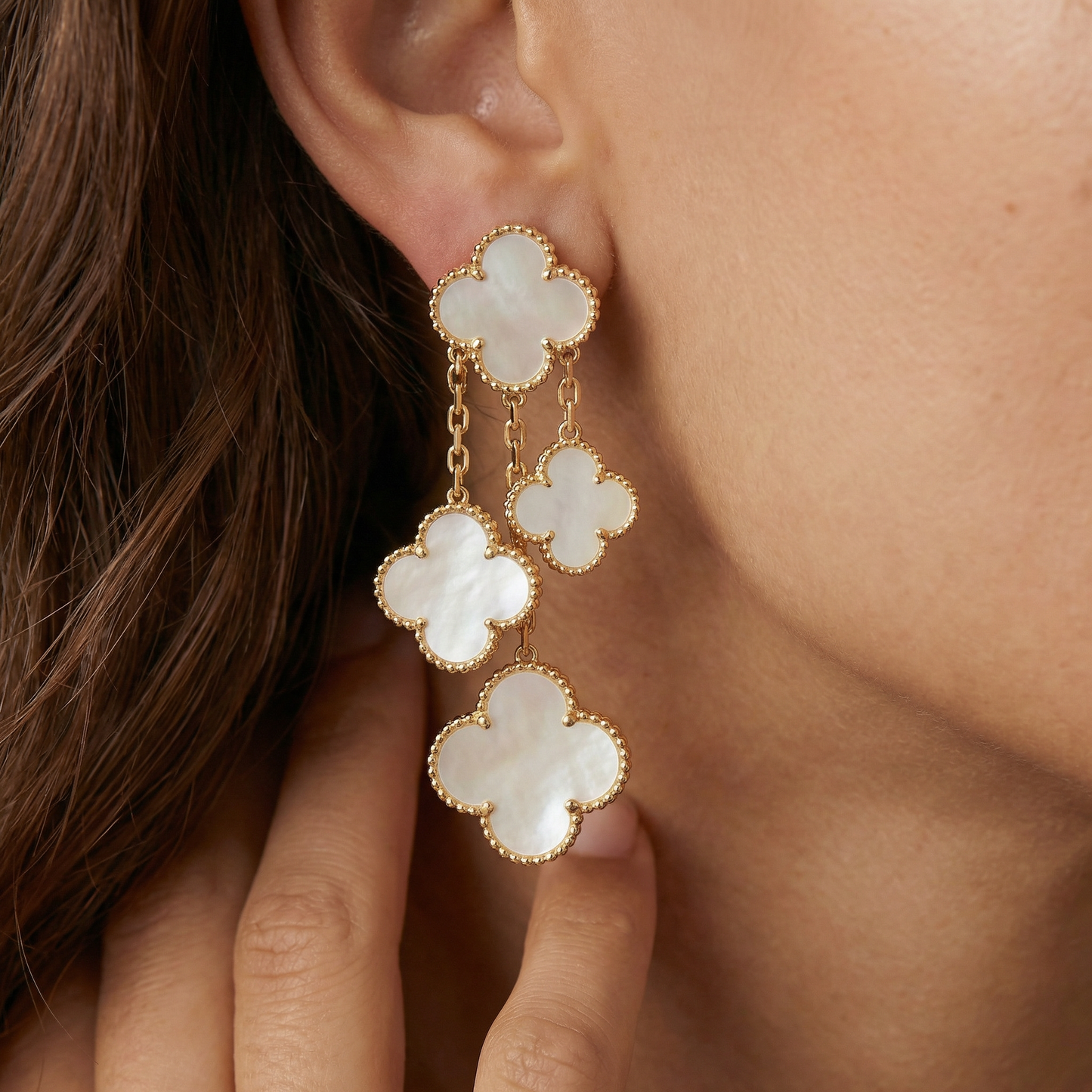 Magic Alhambra Mother Of Pearl Four Motifs Earrings