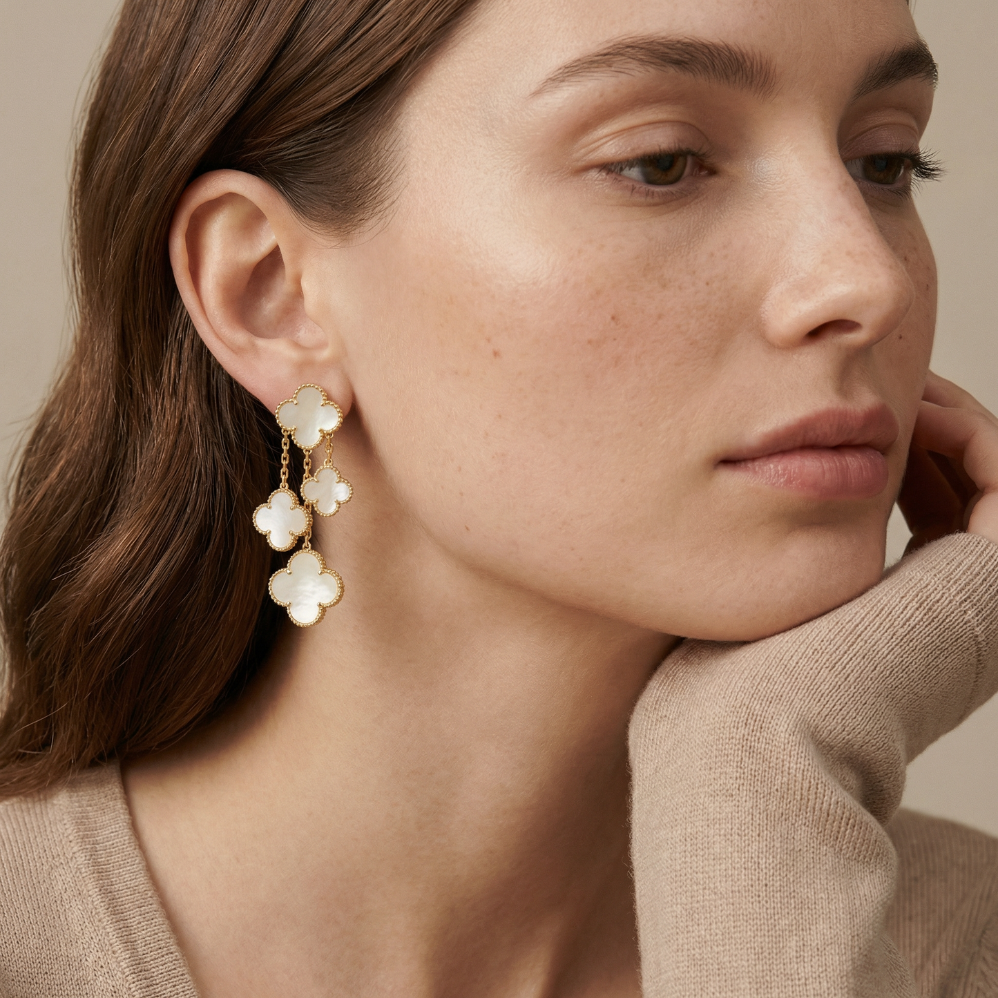 Magic Alhambra Mother Of Pearl Four Motifs Earrings