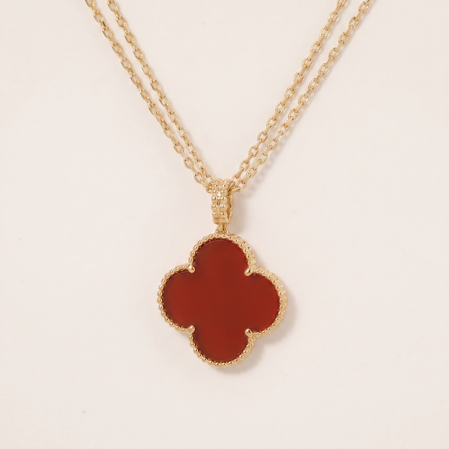 Magic Alhambra One Motif Carnelian Clover Necklace