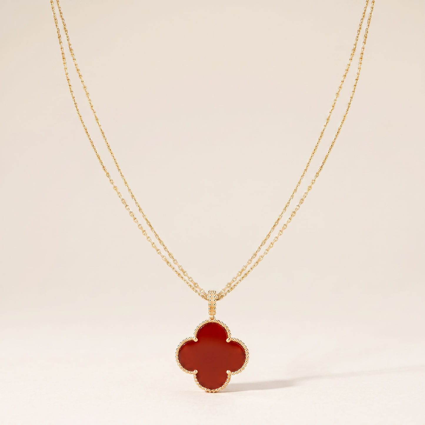 Magic Alhambra One Motif Carnelian Clover Necklace