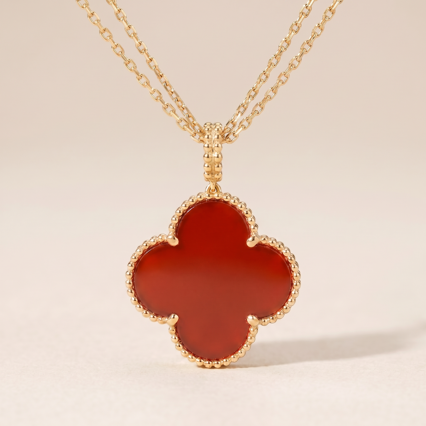 Magic Alhambra One Motif Carnelian Clover Necklace