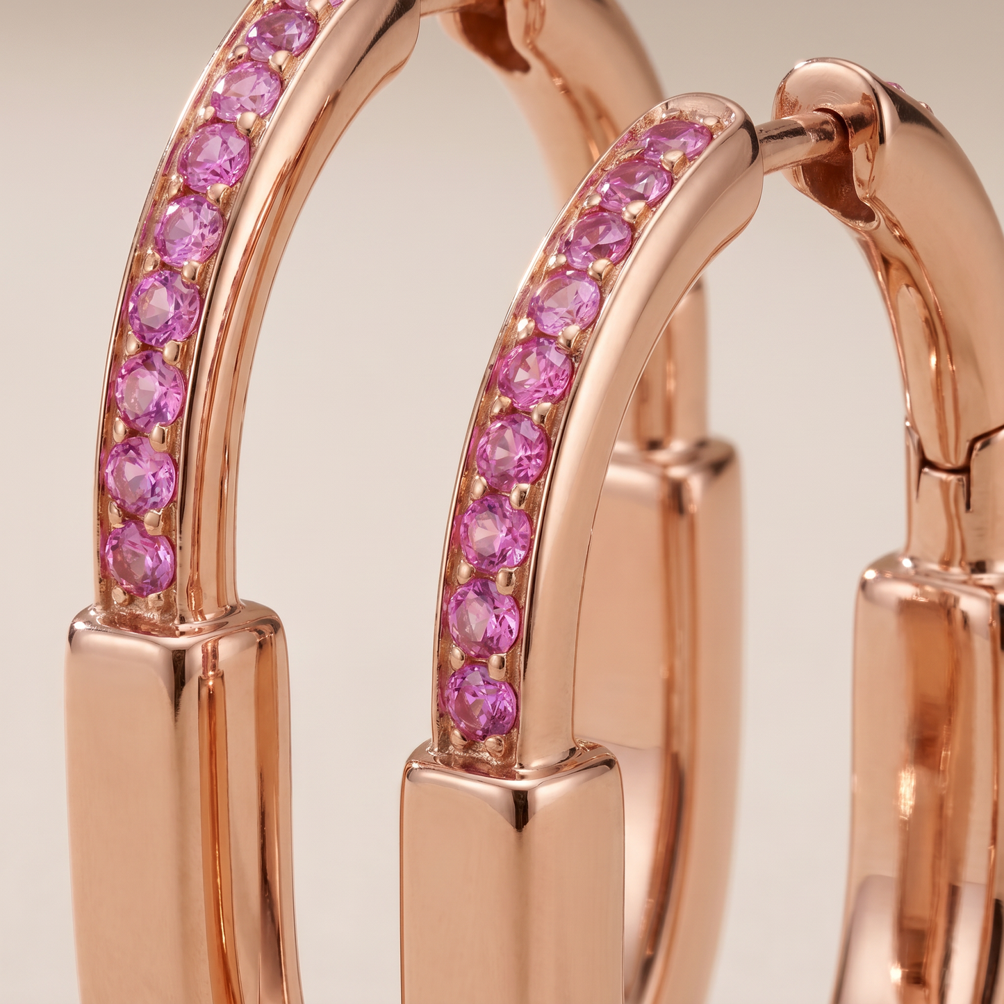 Medium Lock Hoop Earrings Rose Edition
