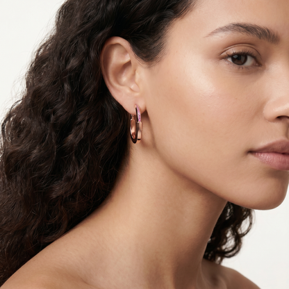 Medium Lock Hoop Earrings Rose Edition