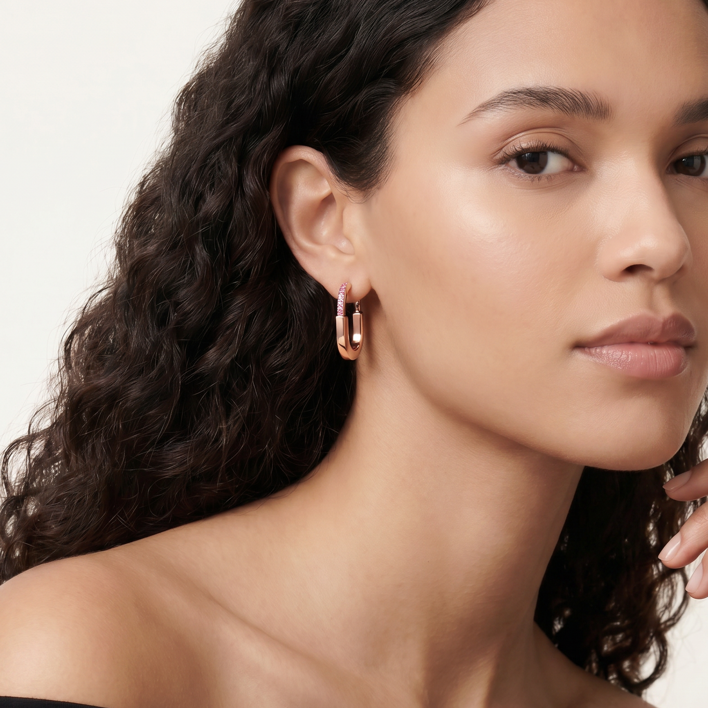 Medium Lock Hoop Earrings Rose Edition