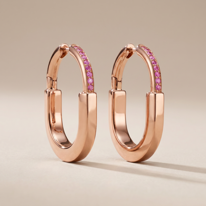 Medium Lock Hoop Earrings Rose Edition