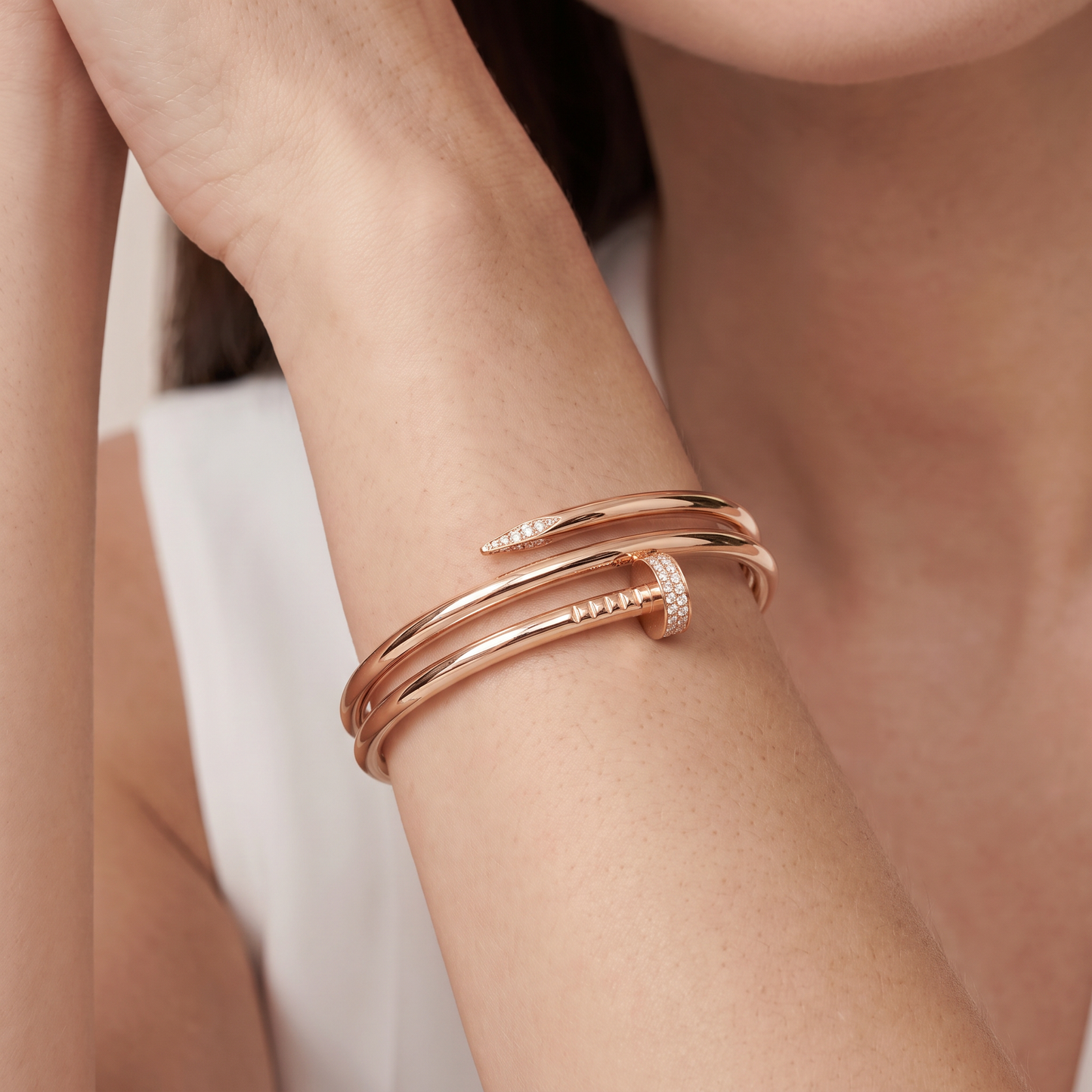 Juste Un Clou Pavé Diamonds Double Wrap Bangle Bracelet