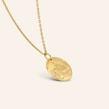 Libra Zodiac Coin Pendant Necklace