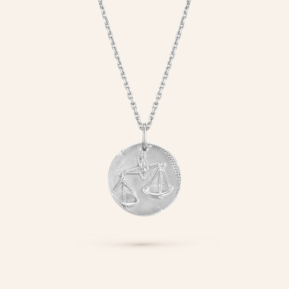 Libra Zodiac Coin Pendant Necklace