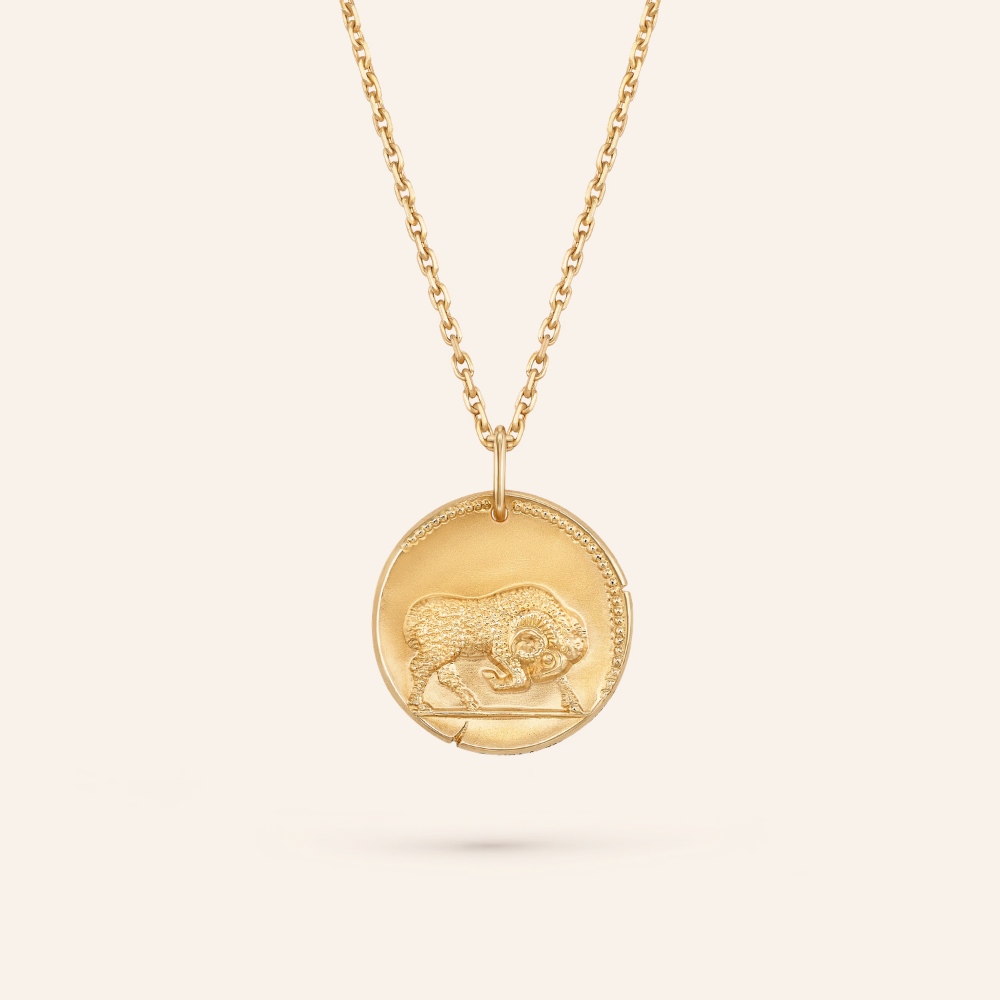 Aries Zodiac Coin Pendant Necklace